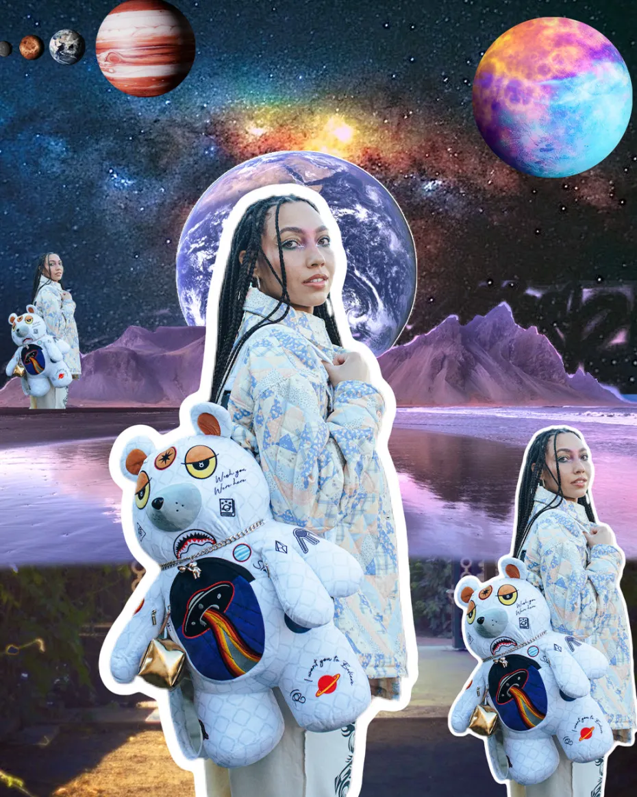UFO SPACED OUT MONEYBEAR TEDDYBEAR BACKPACK